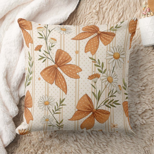Höst Daisy och Bow Blommönster Kudde (Filt)