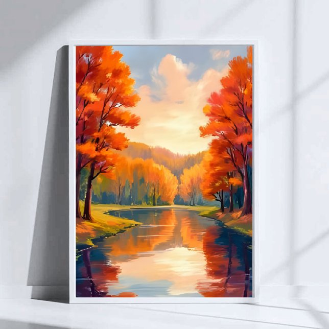 Höst damm | Höstfärger Akvarell Natur Poster (Skapare uppladdad)