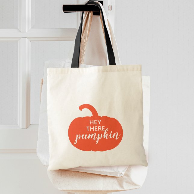 Höst Dammig Orange Hej där Pumpa Tygkasse (Autumn Dusty Orange Hey There Pumpkin Tote Bag)