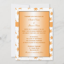 Höst dekorativ grafik gula blad bröllop inbjudningar