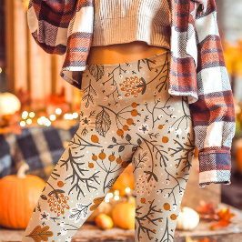 Höst Fall Bär Frukter och Grenar Mönster Leggings