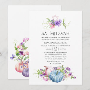 Höst - Fall Blommigt Bat mitzvah Inbjudningar