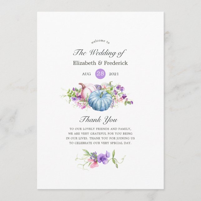 Höst - Fall Blommigt Bröllop Program (Framsida)