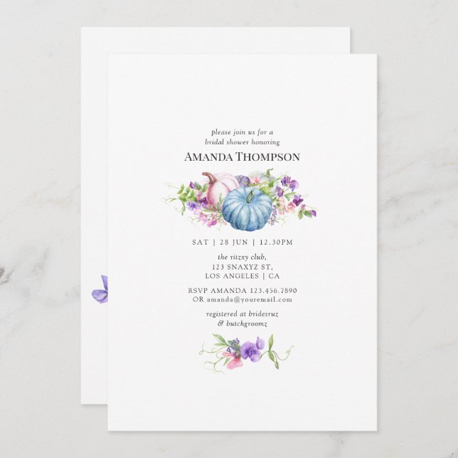 Höst - Fall Blommigt Möhippa Inbjudningar (Fram/baksida)