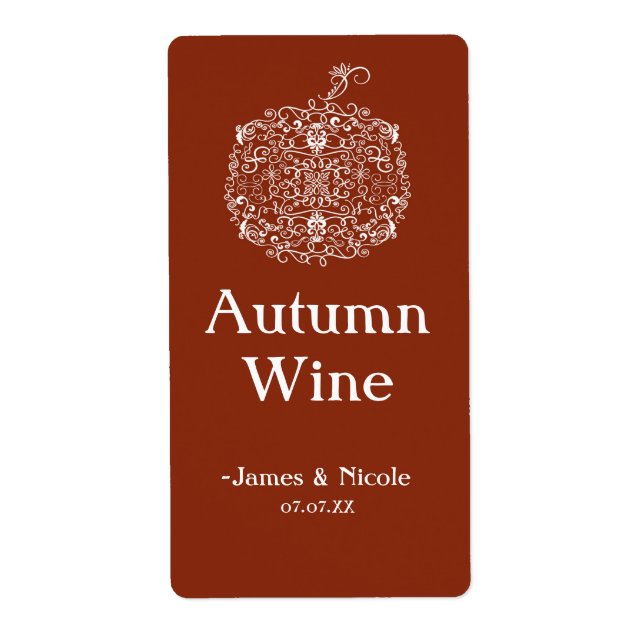 Höst Fall Filigrän Pumpa Eleganta Vin Etiketter Fraktsedel (Framsidan)