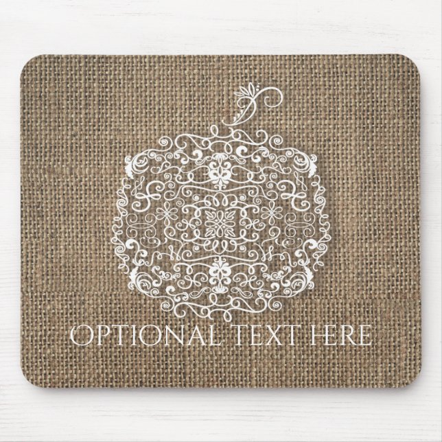Höst Fall Filigree Pumpkin & Burlap Rustik Utseend Musmatta (Framsidan)