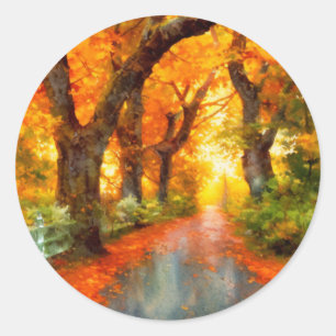 Höst/fall/Löv/natur Runt Klistermärke