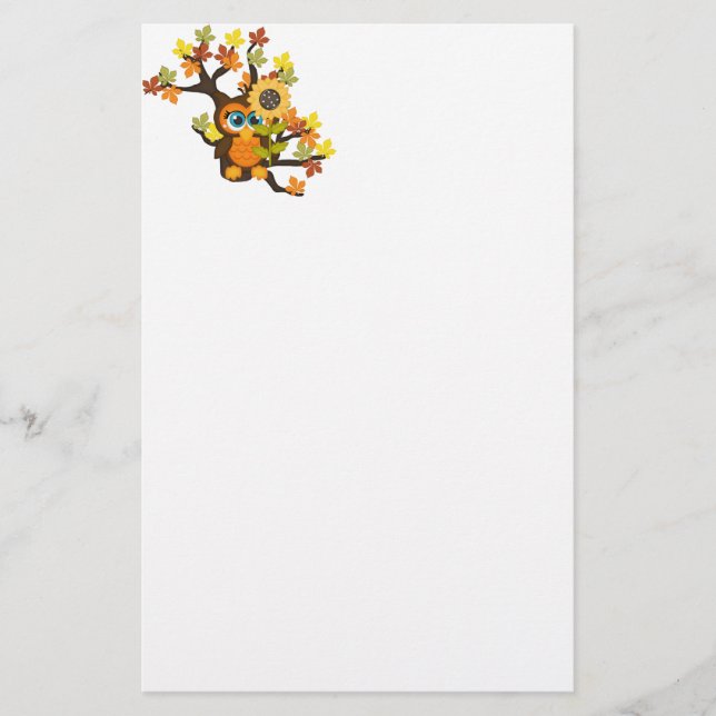 Höst, Fall Uggla med solblommor Brevpapper (Framsida)