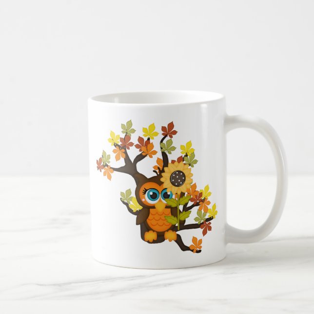 Höst, Fall Uggla med solblommor Kaffemugg (Höger)