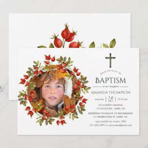 Höst - Fall Watercolor Baptism eller Christening Inbjudningar