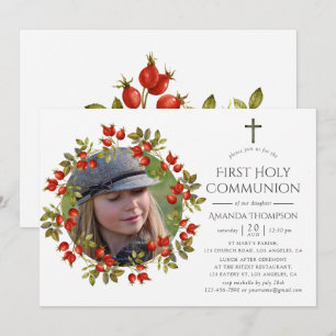 Höst - Fall Watercolor First Heliga Communion Inbjudningar