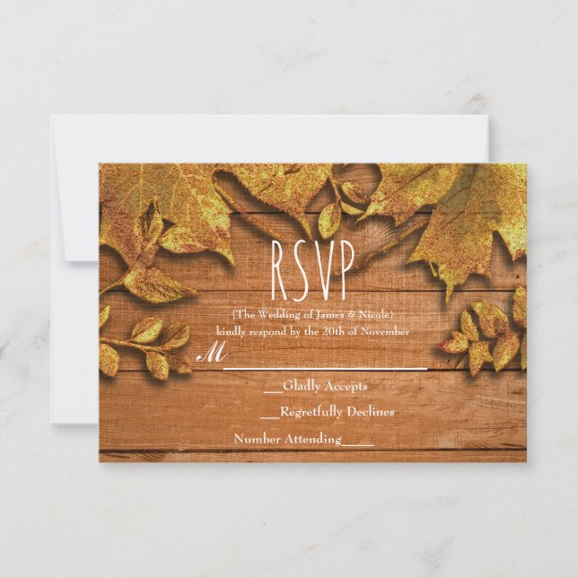 Höst Falskt Guldblad Konst Elegant Höst RSVP OSA Kort (Framsida)