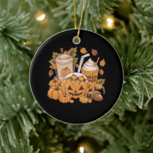 Höst Familj Halloween Thanksgiving Söt Höst Julgransprydnad Keramik