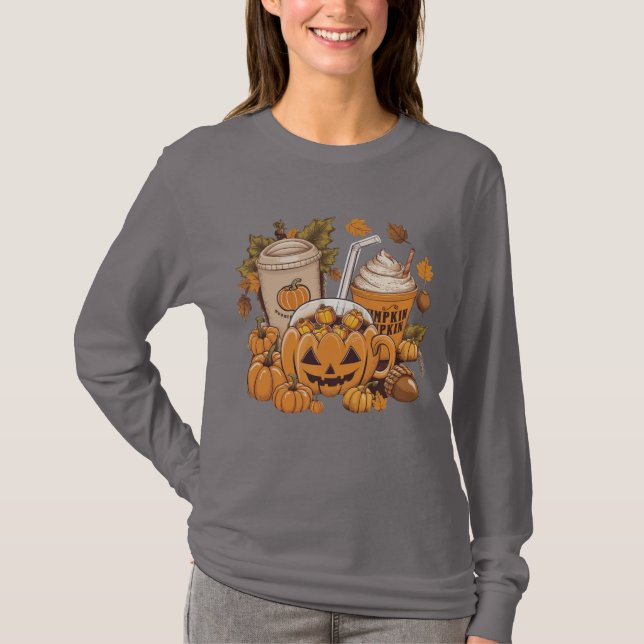 Höst Familj Halloween Thanksgiving Söt Höst T Shirt (Framsida)