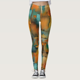 Höst färg, geometrisk grunge abstrakt för färg leggings