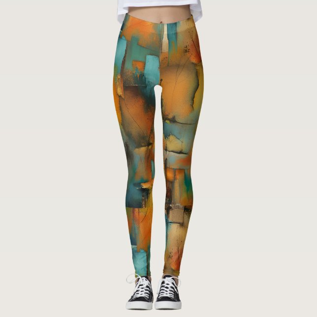 Höst färg, geometrisk grunge abstrakt för färg leggings (Framsida)
