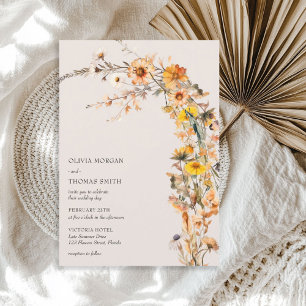 Höst färger ängsblommor med minimalistisk boho inbjudningar