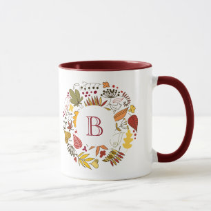 Höst färger Blad-cirkelillustration Mugg