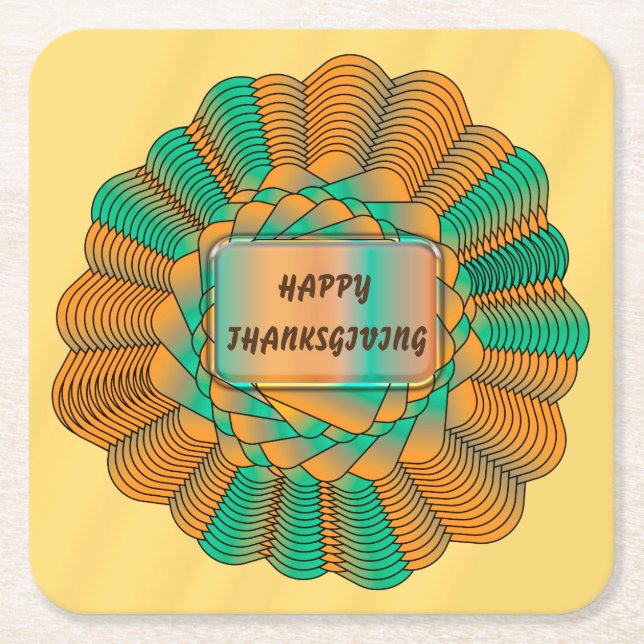 Höst färger för Thanksgiving Set Modern Unik Guld Underlägg Papper Kvadrat (Framsidan)