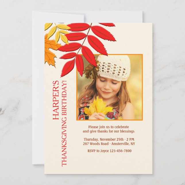 Höst färger fotokort för Thanksgiving Inbjudningar (Framsida)