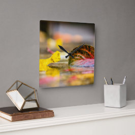 Höst färger fyrkantig klocka