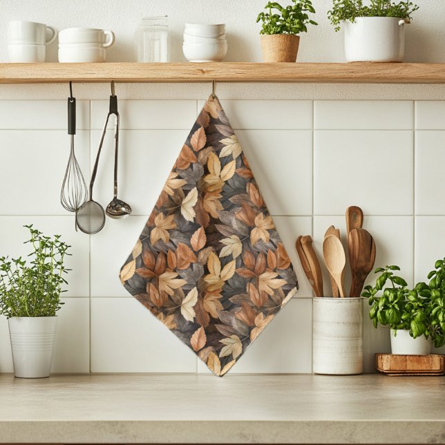Höst färger Höst löv Watercolor Mönster Kökshandduk (Skapare uppladdad)
