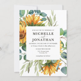 Höst färger inbjudan till Rustic Solrosbröllop