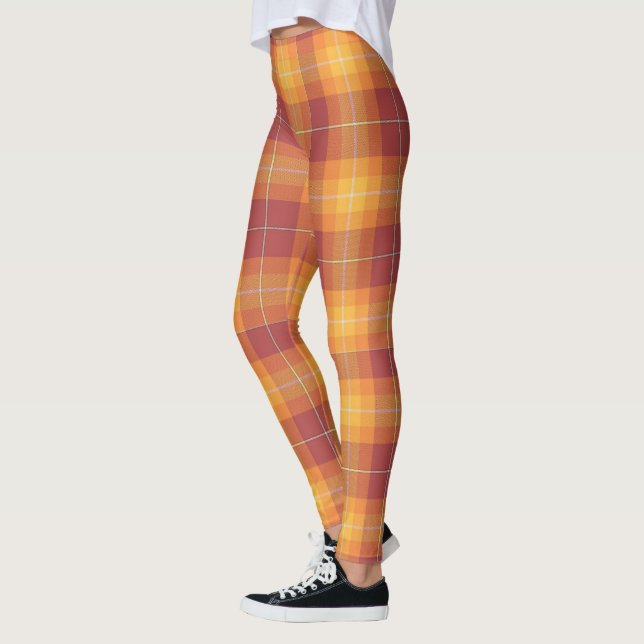 Höst färger Orange Blanda insticksdesign Leggings (Vänster)