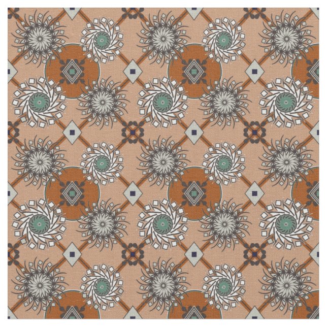 Höst färger Rust Brown och Aqua Tyg (Närbild)