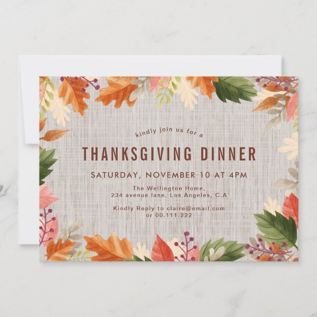 Höst färger thanksgiving-middagsinbjudan inbjudningar (Framsida)