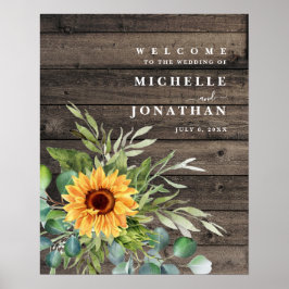 Höst färger välkomsttecken för Rustic Solros Bröll Poster