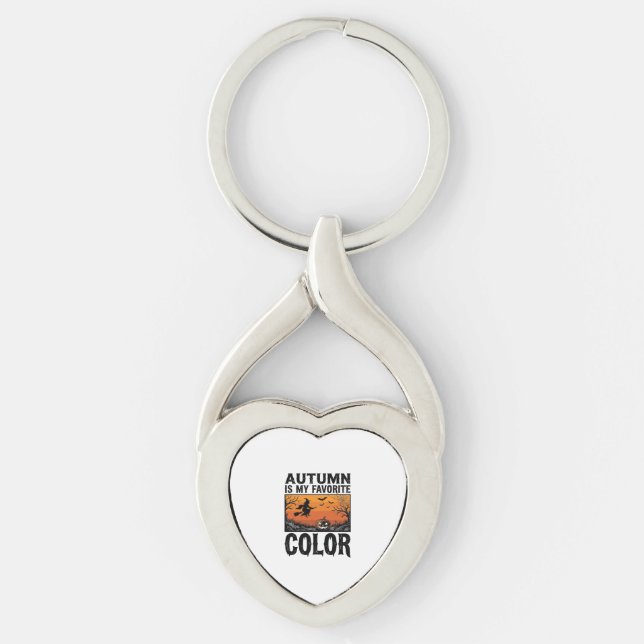 Höst Favorit Färg Halloween Pumpa Vektor Des Twisted Heart Silverfärgad Nyckelring (Framsidan)