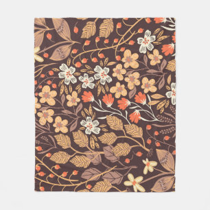 Höst Flora: Vintage Sömlös Mönster Fleecefilt