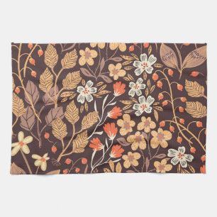 Höst Flora: Vintage Sömlös Mönster Kökshandduk