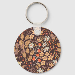 Höst Flora: Vintage Sömlös Mönster Nyckelring