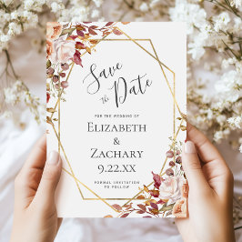 Höst Floral Guld Höst Bröllop Spara Datum Datumet