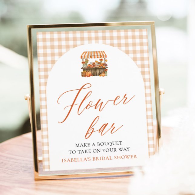 Höst Gingham Fresh Off The Market Blomsterbar Poster (Fall Gingham Fresh Off The Market Flower Bar)