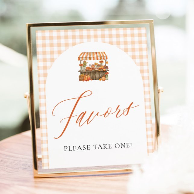 Höst Gingham Fresh Off The Market Favors Poster (Fall Gingham Fresh Off The Market Favors Sign)