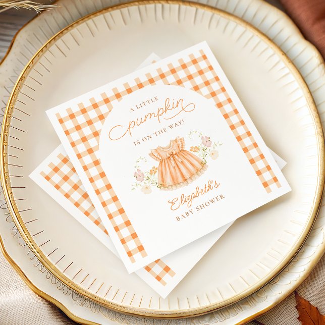 Höst gingham pumpa baby shower pappersservetter (Skapare uppladdad)