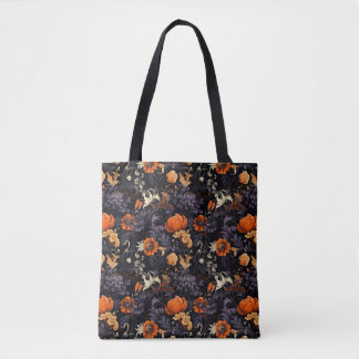 Höst Halloween Blommig Mönster Toteväska Tygkasse