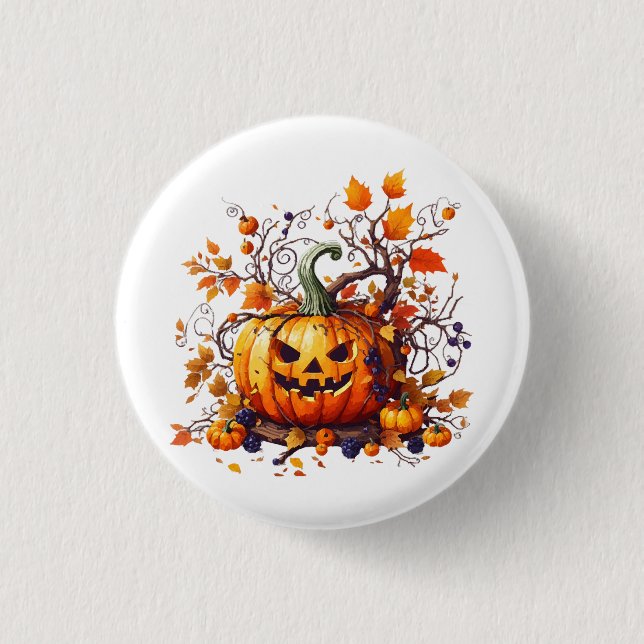 höst Halloween rolig pumpa Knapp (Framsida)