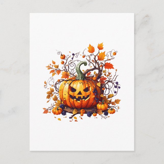 höst Halloween rolig pumpa Vykort (Framsida)