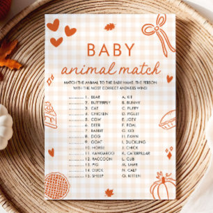 Höst Handritad Baby Djur Match Baby Shower Spel Inbjudningar