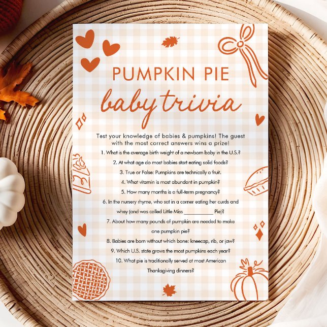 Höst Handritad Baby Shower Baby Trivia Spel Inbjudningar (Fall Hand Drawn Baby Shower Baby Trivia Game)