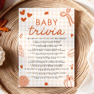 Höst Handritad Baby Shower Baby Trivia Spel Inbjudningar