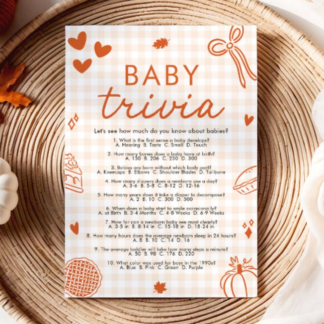 Höst Handritad Baby Shower Baby Trivia Spel Inbjudningar (Fall Hand Drawn Baby Shower Baby Trivia Game)