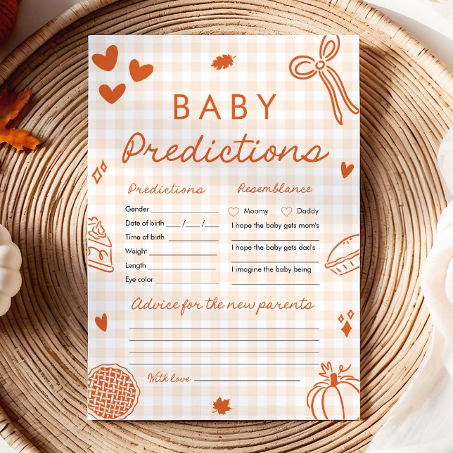 Höst Handritad Bebis Förutsägelse Baby Shower Spel Inbjudningar (Fall Hand Drawn Baby Prediction Baby Shower Game)