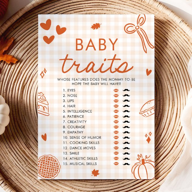 Höst Handritade Babyegenskaper Baby Shower Spel Inbjudningar (Fall Hand Drawn Baby Traits Baby Shower Game)