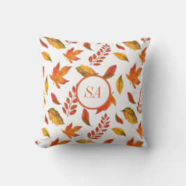 Höst Hem Dekor Höstlöv Orange Lönn Vit Kudde