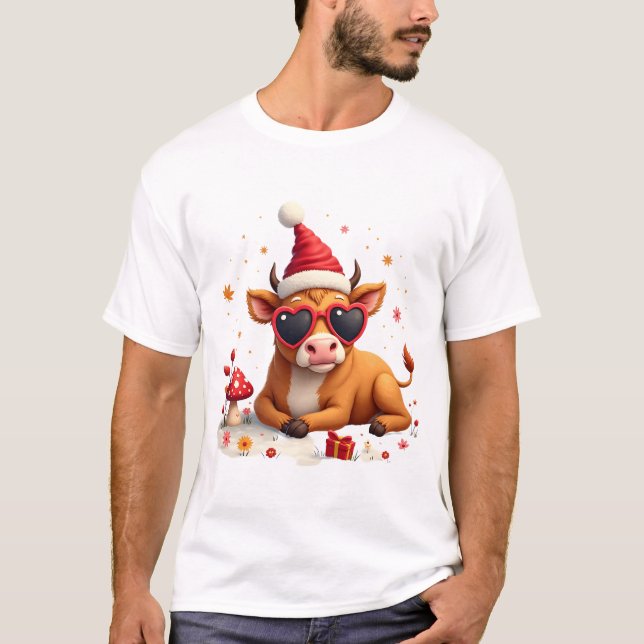 Höst Highland Ko Pumpkin Bow Jul Flickor Barn T Shirt (Framsida)